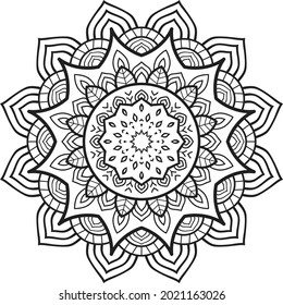 Circular pattern in form of mandala for Henna, Mehndi, tattoo, decoration. Decorative ornament in ethnic oriental style. Coloring book page