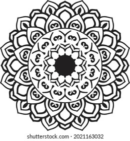 Circular pattern in form of mandala for Henna, Mehndi, tattoo, decoration. Decorative ornament in ethnic oriental style. Coloring book page