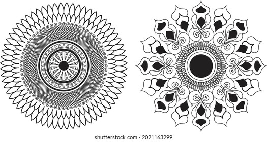 Circular pattern in form of mandala for Henna, Mehndi, tattoo, decoration. Decorative ornament in ethnic oriental style. Coloring book page. ornamental round lace ornament.