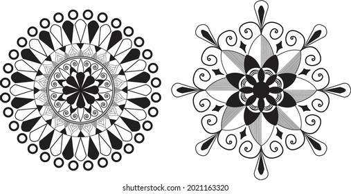 Circular pattern in form of mandala for Henna, Mehndi, tattoo, decoration. Decorative ornament in ethnic oriental style. Coloring book page. ornamental round lace ornament.
