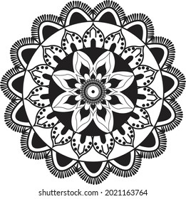 Circular pattern in form of mandala for Henna, Mehndi, tattoo, decoration. Decorative ornament in ethnic oriental style. Coloring book page. ornamental round lace ornament.
