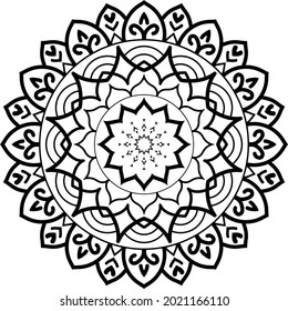 Circular pattern in form of mandala for Henna, Mehndi, tattoo, decoration. Decorative ornament in ethnic oriental style. Coloring book page