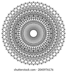 Circular pattern in form of mandala for Henna, Mehndi, tattoo, decoration. Decorative ornament in ethnic oriental style. Coloring book page.