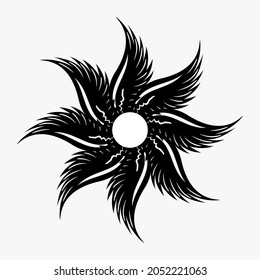 Patrón circular en forma de mandala para Henna, Mehndi, tatuajes, decoraciones. Decoración de estilo abstracto. ilustración de sol de ala blanca y negra