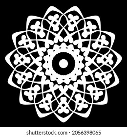 Circular pattern in form of mandala for Henna, Mehndi, tattoo, decoration. Decorative ornament in ethnic oriental style. Coloring book page.