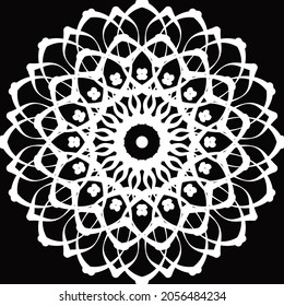 Circular pattern in form of mandala for Henna, Mehndi, tattoo, decoration. Decorative ornament in ethnic oriental style. Coloring book page.