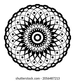 Circular pattern in form of mandala for Henna, Mehndi, tattoo, decoration. Decorative ornament in ethnic oriental style. Coloring book page.
