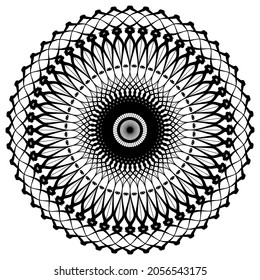 Circular pattern in form of mandala for Henna, Mehndi, tattoo, decoration. Decorative ornament in ethnic oriental style. Coloring book page.