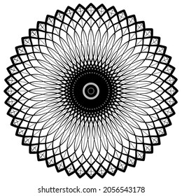 Circular pattern in form of mandala for Henna, Mehndi, tattoo, decoration. Decorative ornament in ethnic oriental style. Coloring book page.