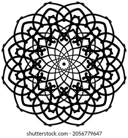 Circular pattern in form of mandala for Henna, Mehndi, tattoo, decoration. Decorative ornament in ethnic oriental style. Coloring book page.