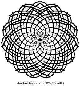 Circular pattern in form of mandala for Henna, Mehndi, tattoo, decoration. Decorative ornament in ethnic oriental style. Coloring book page.