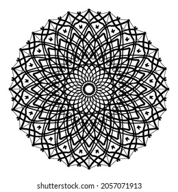 Circular pattern in form of mandala for Henna, Mehndi, tattoo, decoration. Decorative ornament in ethnic oriental style. Coloring book page.