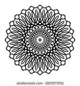 Circular pattern in form of mandala for Henna, Mehndi, tattoo, decoration. Decorative ornament in ethnic oriental style. Coloring book page.