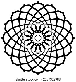 Circular pattern in form of mandala for Henna, Mehndi, tattoo, decoration. Decorative ornament in ethnic oriental style. Coloring book page.
