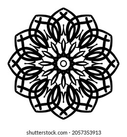 Circular pattern in form of mandala for Henna, Mehndi, tattoo, decoration. Decorative ornament in ethnic oriental style. Coloring book page.