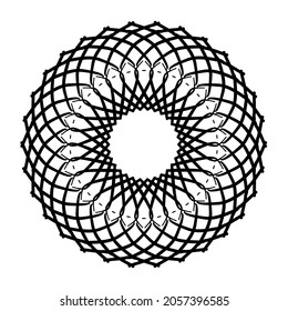 Circular pattern in form of mandala for Henna, Mehndi, tattoo, decoration. Decorative ornament in ethnic oriental style. Coloring book page.