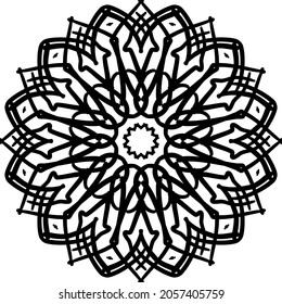 Circular pattern in form of mandala for Henna, Mehndi, tattoo, decoration. Decorative ornament in ethnic oriental style. Coloring book page.