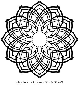 Circular pattern in form of mandala for Henna, Mehndi, tattoo, decoration. Decorative ornament in ethnic oriental style. Coloring book page.