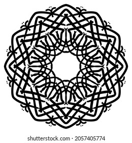 Circular pattern in form of mandala for Henna, Mehndi, tattoo, decoration. Decorative ornament in ethnic oriental style. Coloring book page.