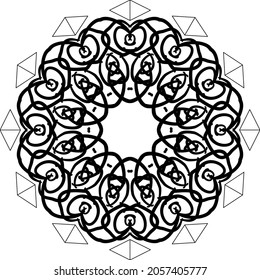 Circular pattern in form of mandala for Henna, Mehndi, tattoo, decoration. Decorative ornament in ethnic oriental style. Coloring book page.