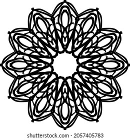 Circular pattern in form of mandala for Henna, Mehndi, tattoo, decoration. Decorative ornament in ethnic oriental style. Coloring book page.