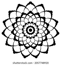 Circular pattern in form of mandala for Henna, Mehndi, tattoo, decoration. Decorative ornament in ethnic oriental style. Coloring book page.