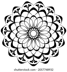 Patrón circular en forma de mandala para Henna, Mehndi, tatuaje, decoración. La decoración es de estilo étnico oriental. Coloreando la página del libro.