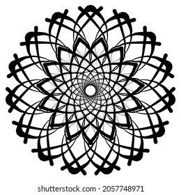 Circular pattern in form of mandala for Henna, Mehndi, tattoo, decoration. Decorative ornament in ethnic oriental style. Coloring book page.