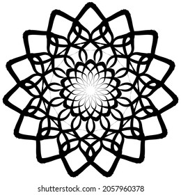 Circular pattern in form of mandala for Henna, Mehndi, tattoo, decoration. Decorative ornament in ethnic oriental style. Coloring book page.