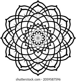 Circular pattern in form of mandala for Henna, Mehndi, tattoo, decoration. Decorative ornament in ethnic oriental style. Coloring book page.
