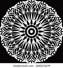 Circular pattern in form of mandala for Henna, Mehndi, tattoo, decoration. Decorative ornament in ethnic oriental style. Coloring book page.
