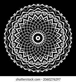 Circular pattern in form of mandala for Henna, Mehndi, tattoo, decoration. Decorative ornament in ethnic oriental style. Coloring book page.
