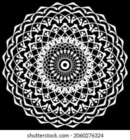 Circular pattern in form of mandala for Henna, Mehndi, tattoo, decoration. Decorative ornament in ethnic oriental style. Coloring book page.
