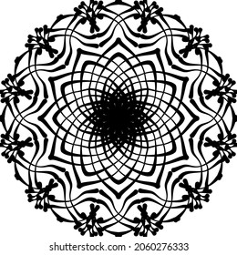 Circular pattern in form of mandala for Henna, Mehndi, tattoo, decoration. Decorative ornament in ethnic oriental style. Coloring book page.
