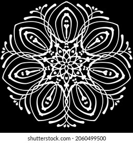 Circular pattern in form of mandala for Henna, Mehndi, tattoo, decoration. Decorative ornament in ethnic oriental style. Coloring book page.
