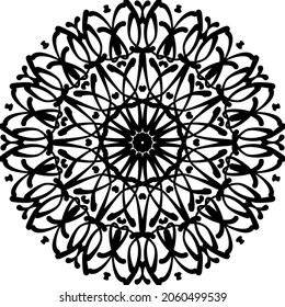 Circular pattern in form of mandala for Henna, Mehndi, tattoo, decoration. Decorative ornament in ethnic oriental style. Coloring book page.
