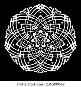Circular pattern in form of mandala for Henna, Mehndi, tattoo, decoration. Decorative ornament in ethnic oriental style. Coloring book page.
