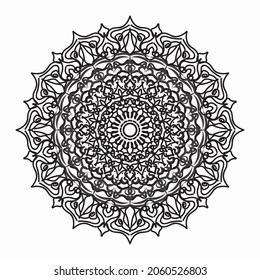 Circular pattern in the form of a mandala for Henna, Mehndi, tattoos, decorations. Decorative decoration in ethnic oriental style. Coloring book page.