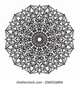 Patrón circular en forma de mandala para Henna, Mehndi, tatuajes, decoraciones. Decoración de estilo étnico oriental. Coloreando la página del libro.