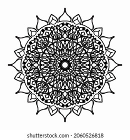 Circular pattern in the form of a mandala for Henna, Mehndi, tattoos, decorations. Decorative decoration in ethnic oriental style. Coloring book page.