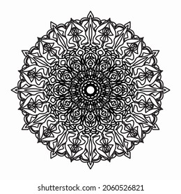 Circular pattern in the form of a mandala for Henna, Mehndi, tattoos, decorations. Decorative decoration in ethnic oriental style. Coloring book page.