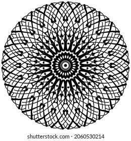 Circular pattern in form of mandala for Henna, Mehndi, tattoo, decoration. Decorative ornament in ethnic oriental style. Coloring book page.
