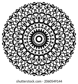 Circular pattern in form of mandala for Henna, Mehndi, tattoo, decoration. Decorative ornament in ethnic oriental style. Coloring book page.
