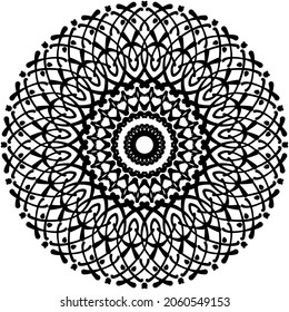 Circular pattern in form of mandala for Henna, Mehndi, tattoo, decoration. Decorative ornament in ethnic oriental style. Coloring book page.
