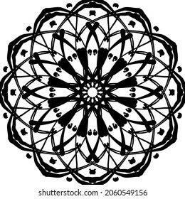 Circular pattern in form of mandala for Henna, Mehndi, tattoo, decoration. Decorative ornament in ethnic oriental style. Coloring book page.
