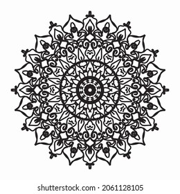 Circular pattern in the form of a mandala for Henna, Mehndi, tattoos, decorations. Decorative decoration in ethnic oriental style. Coloring book page.