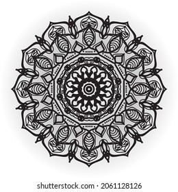 Circular pattern in the form of a mandala for Henna, Mehndi, tattoos, decorations. Decorative decoration in ethnic oriental style. Coloring book page.