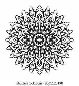 Circular pattern in the form of a mandala for Henna, Mehndi, tattoos, decorations. Decorative decoration in ethnic oriental style. Coloring book page.
