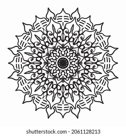 Circular pattern in the form of a mandala for Henna, Mehndi, tattoos, decorations. Decorative decoration in ethnic oriental style. Coloring book page.