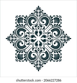 Circular pattern in form of mandala for Henna, Mehndi, tattoo, decoration. Decorative ornament in ethnic oriental style. Coloring book page. ornamental round lace ornament.